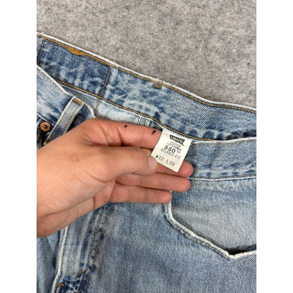 VINTAGE 80s Levis 550 Jeans Mens 32x30 Blue Denim Relaxed Fit Straight Red Tab - Picture 9 of 10